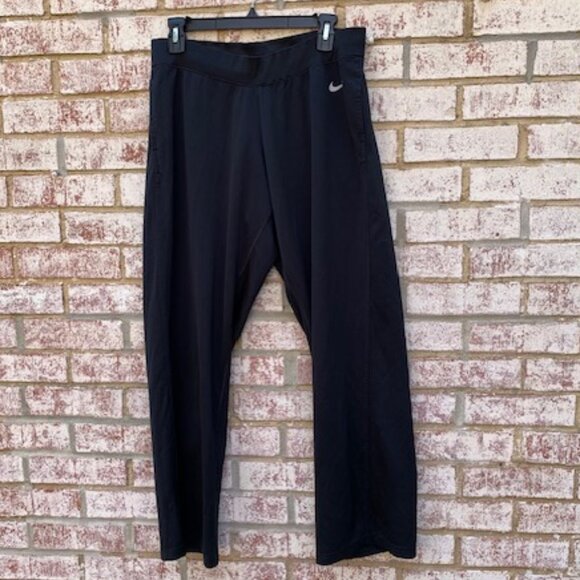Women’s NIKE Black Dri-Fit Wide Leg Sweatpants Med - Picture 1 of 13